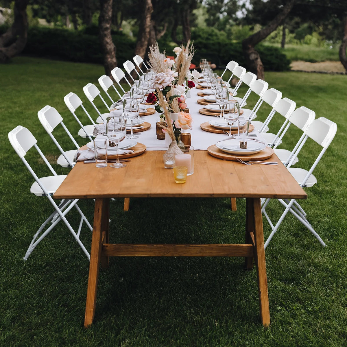10 Pack White Stackable Plastic Folding Chairs Q486