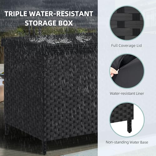 230 Gal Black All-Weather Wicker Outdoor Storage Box P43603