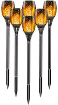 6 Pack Solar Outdoor Lights 96 LED Flickering Flames Waterproof T836