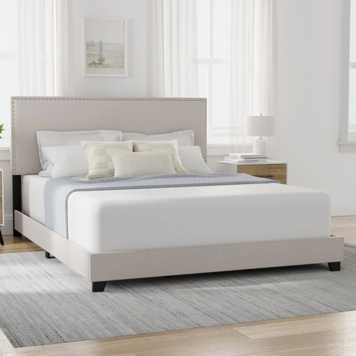 Charcoal Fabric Upholstered Queen Bed B1226