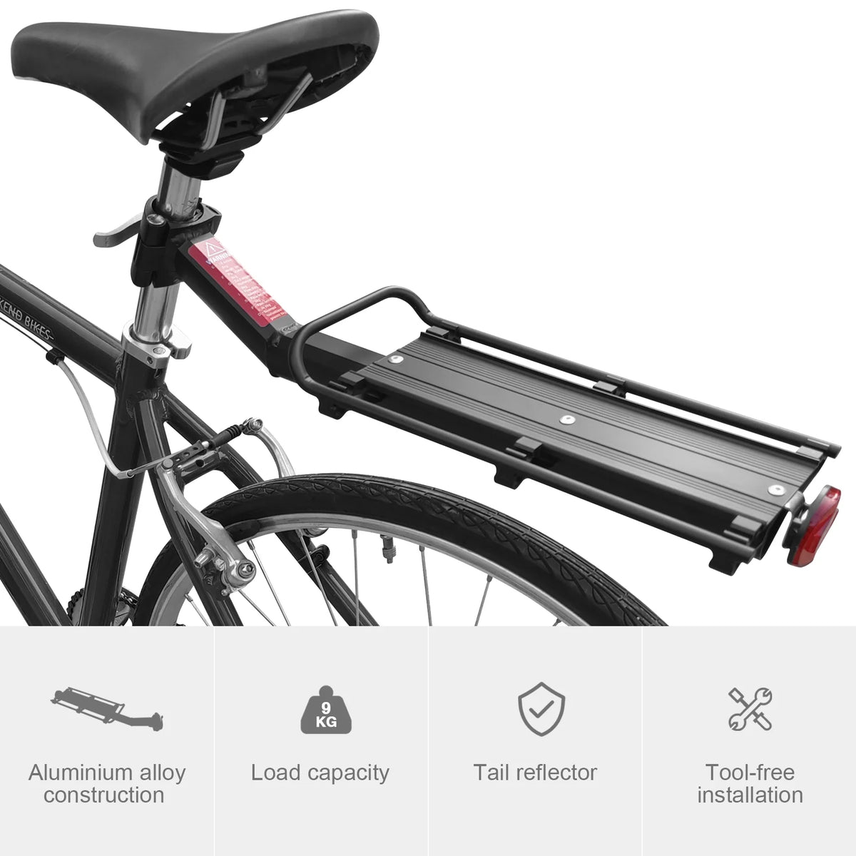 Rear Bike Rack Aluminium Alloy Luggage Carrier with Reflector K381293