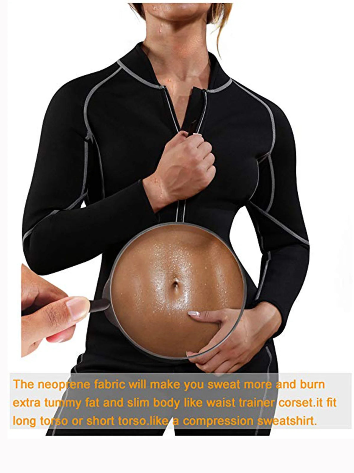 Women's Neoprene Sauna Vest Waist Trainer Corset Long Sleeves Gym Hot Sweat Suit Workout Body Shaper C686