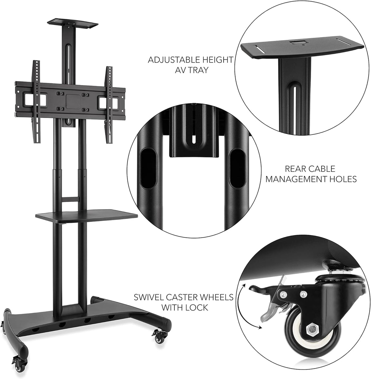 Rolling TV Cart Mobile TV Stand for 40-65 inch Flat Screen N58569
