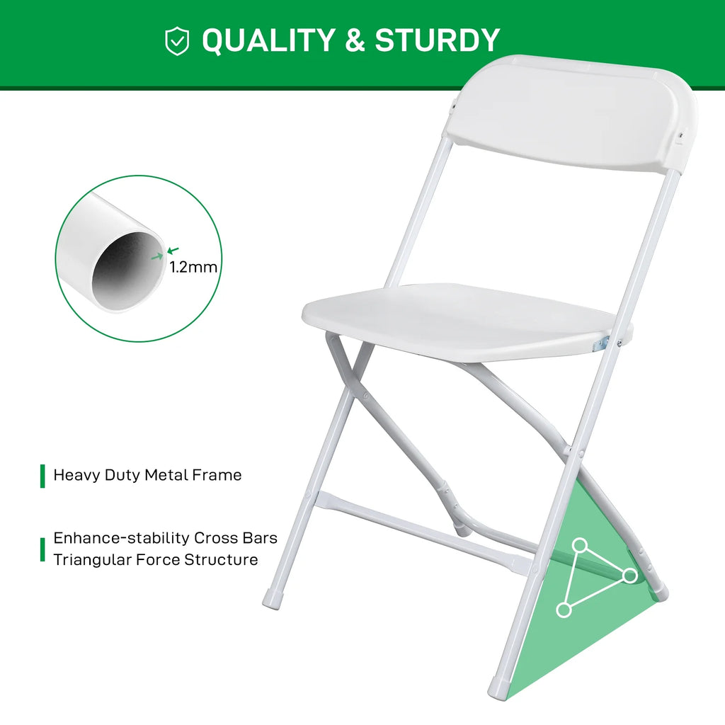 10 Pack White Stackable Plastic Folding Chairs Q486