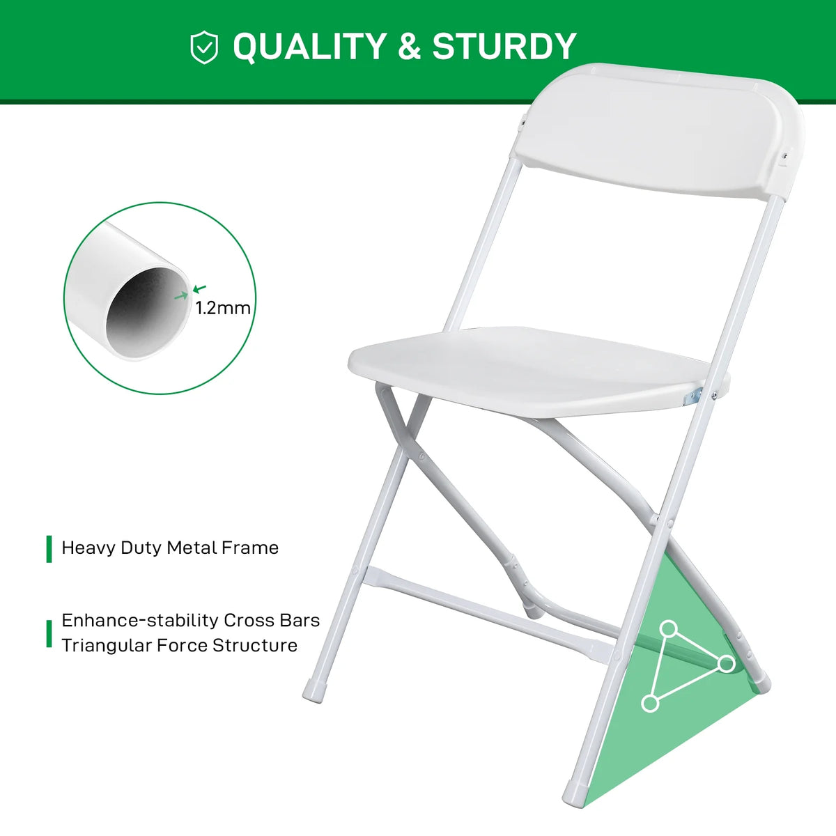 10 Pack White Stackable Plastic Folding Chairs Q486