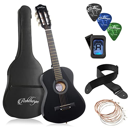 38-inch Beginner Acoustic Guitar Package Black H863