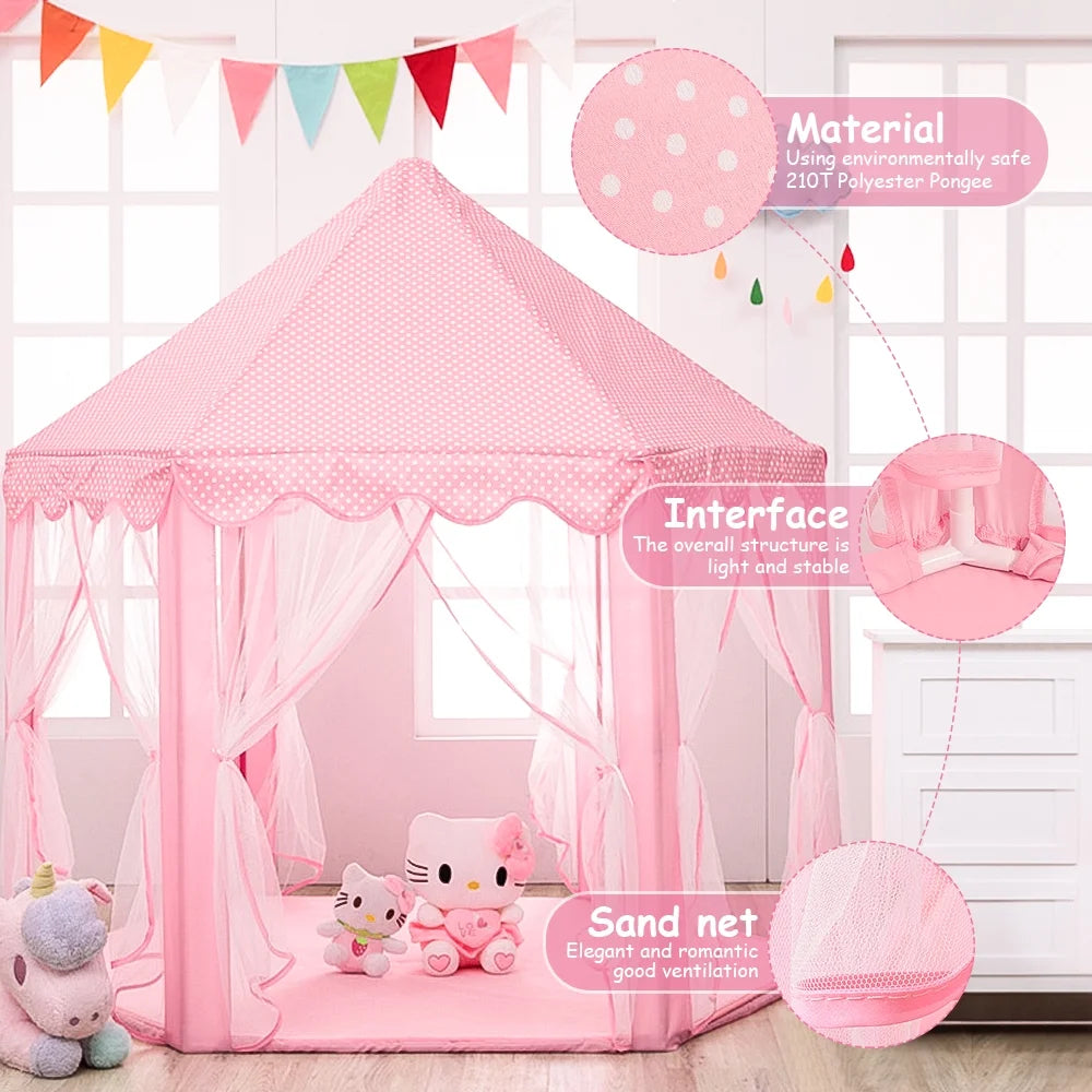 Pink Castle Play Tent with Led Lights H87397