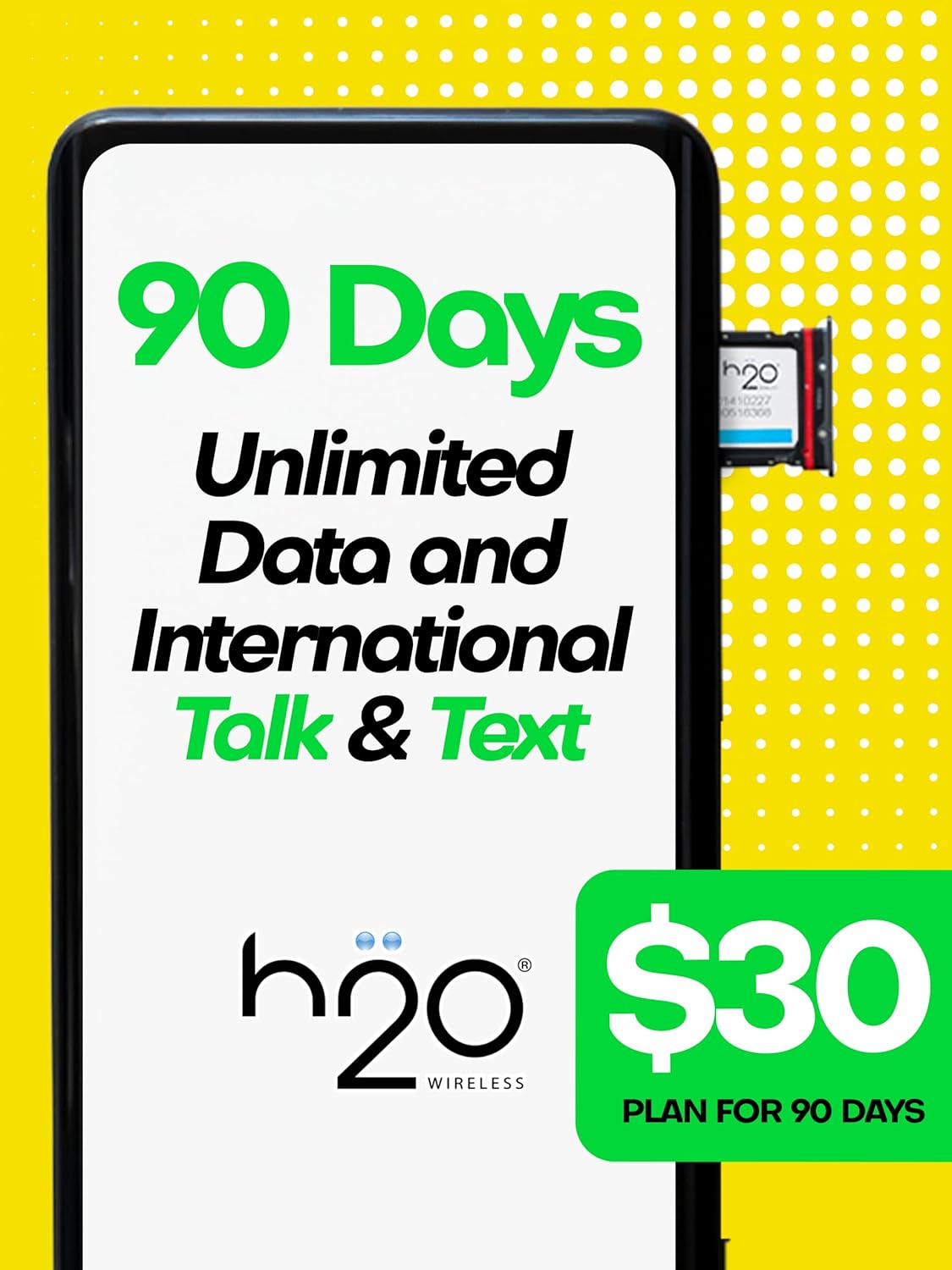 SIM Card with Unlimited Data & International Talk & Text and 6GB High-Speed 4G LTE/5G Data Coverage (90-Day Plan) N534639