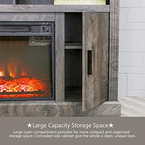Electric Fireplace TV Stand Entertainment Center Corner Fire Place Heaters Tv Console for TVs up to 42" Wide, Rustic S9446