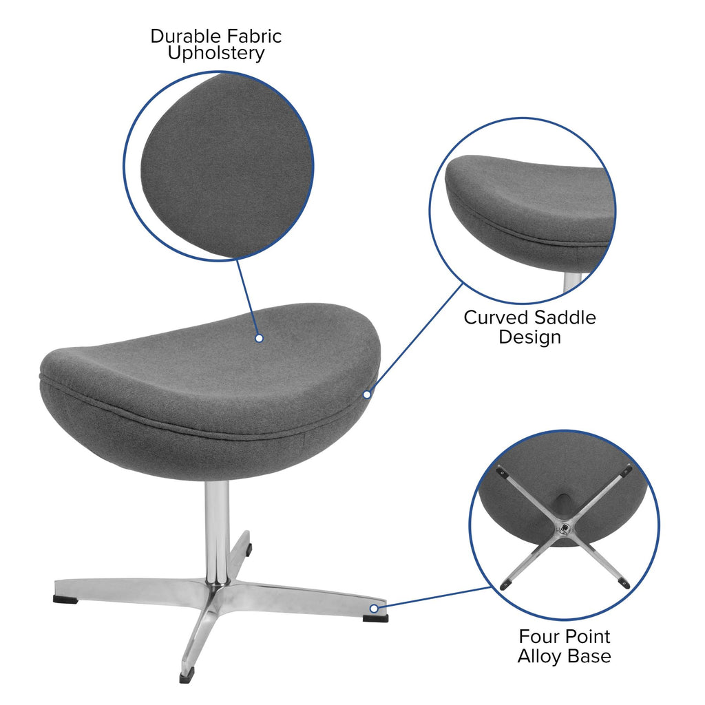 Gray Fabric Saddle Wing Ottoman H216