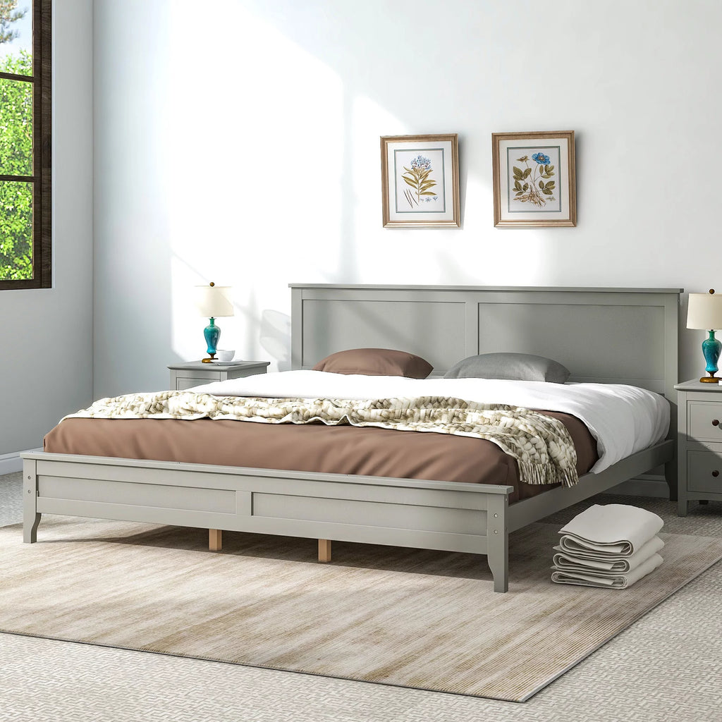Solid Wood King Platform Bed C7738