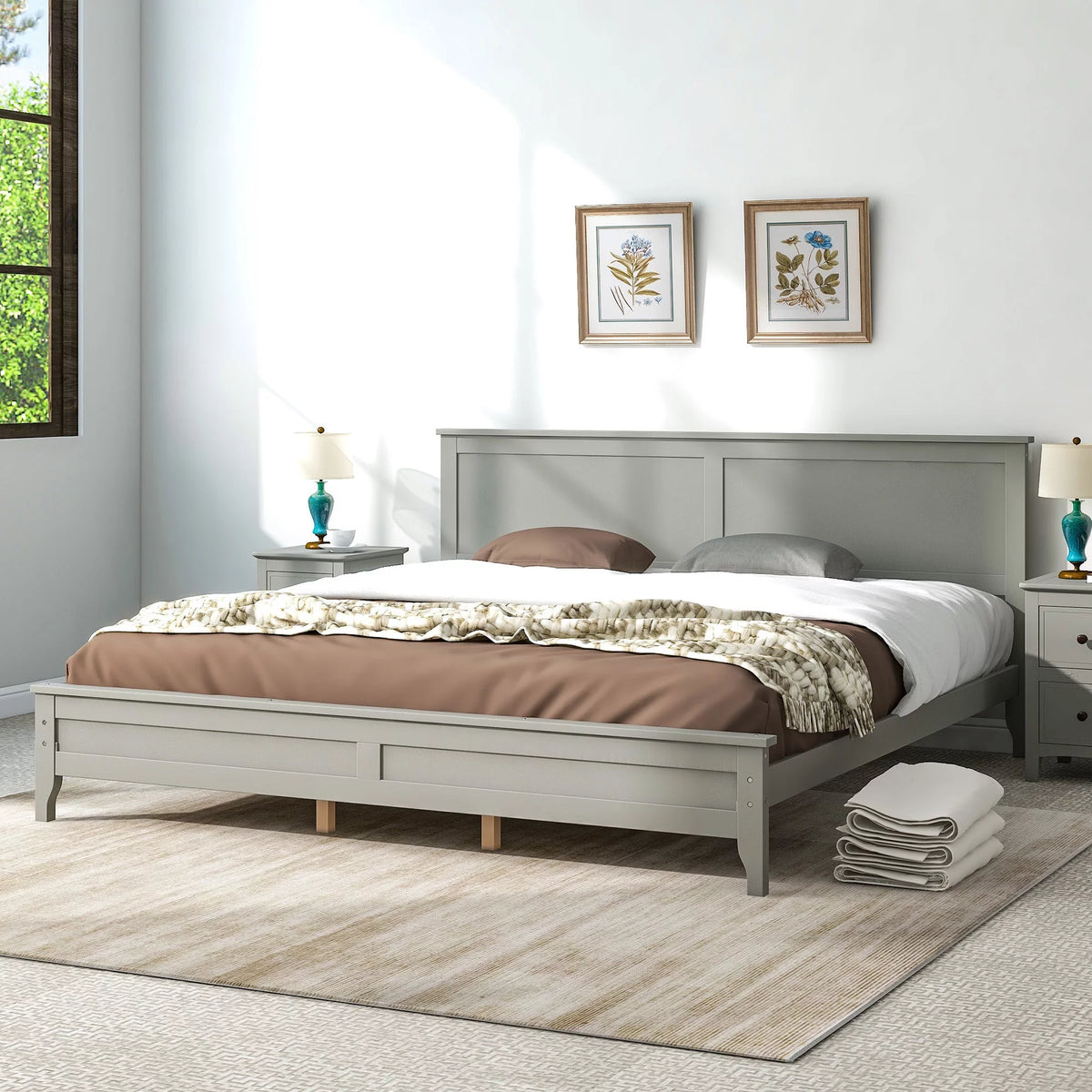 Solid Wood King Platform Bed C7738