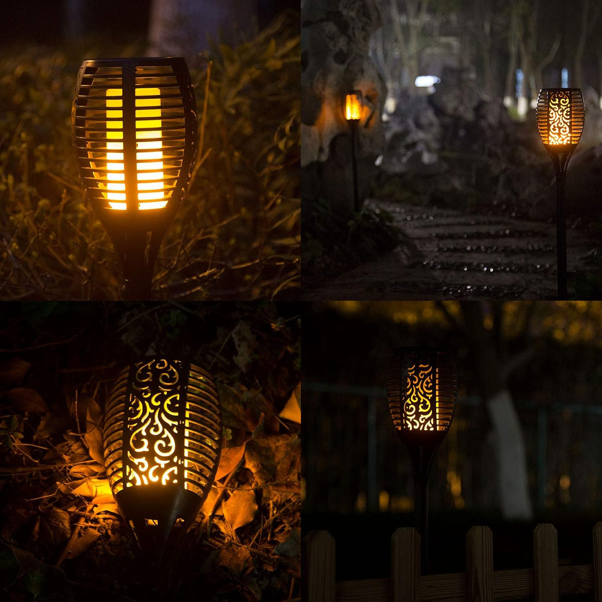 6 Pack Solar Outdoor Lights 96 LED Flickering Flames Waterproof T836