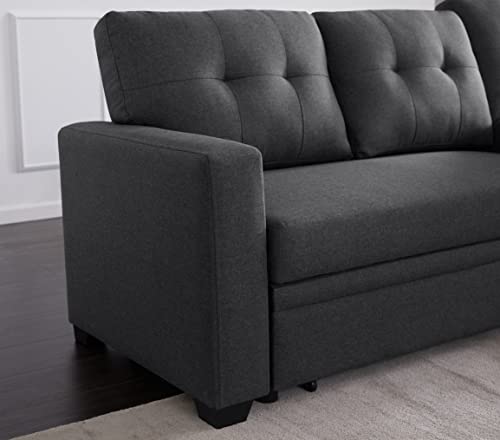 L Shaped Convertible Sleeper Sectional Sofa with Storage Chaise and Pull-Out Bed Y652