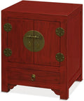 Distressed Red Finish Chinese Night Stand Cabinet Q92821