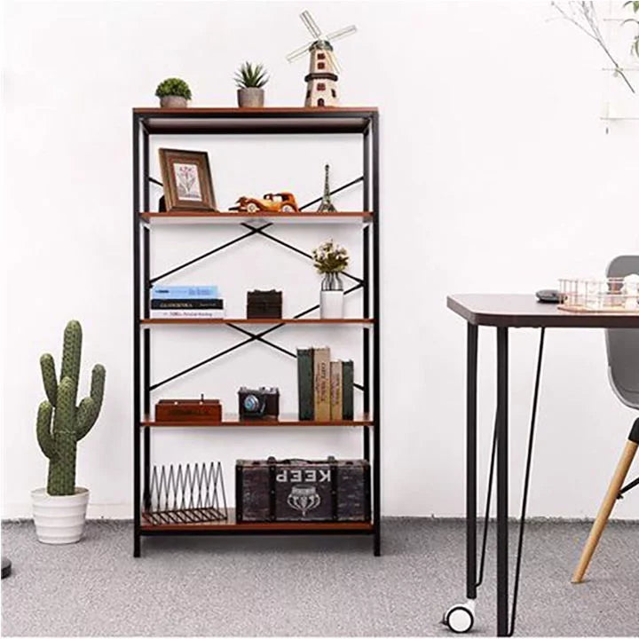 5-Tier Wood and Metal Bookshelf J3919