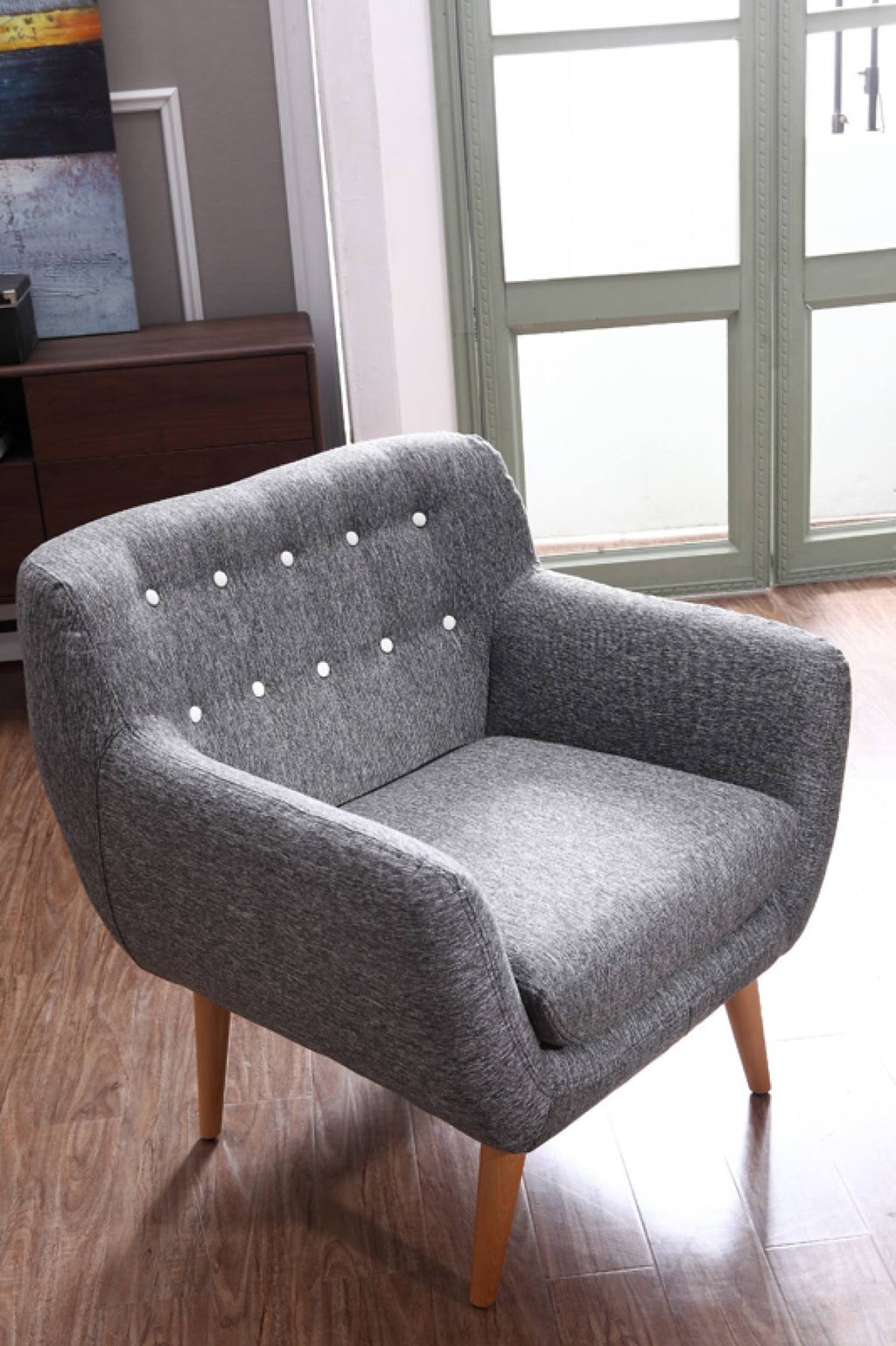 Grey and White Fabric Accent Chair G38784