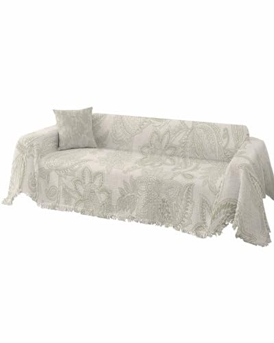Beige Floral Sofa Cover 71"x102" M836