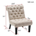 Cream Linen Tufted Accent Chair with Wood Legs G35948