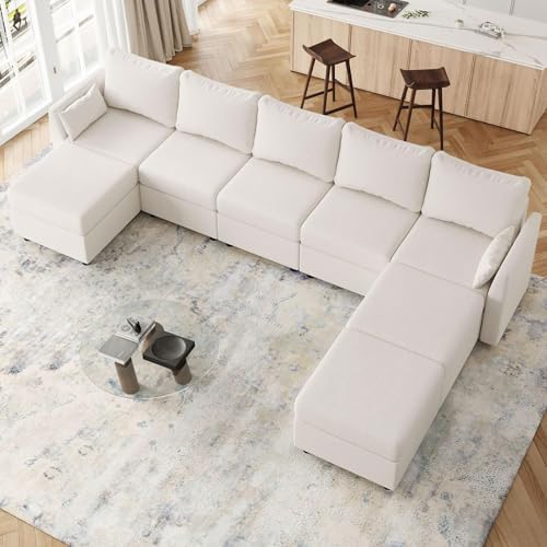 Light Grey 8 Seat U Shaped Sectional Sofa with Storage F4411