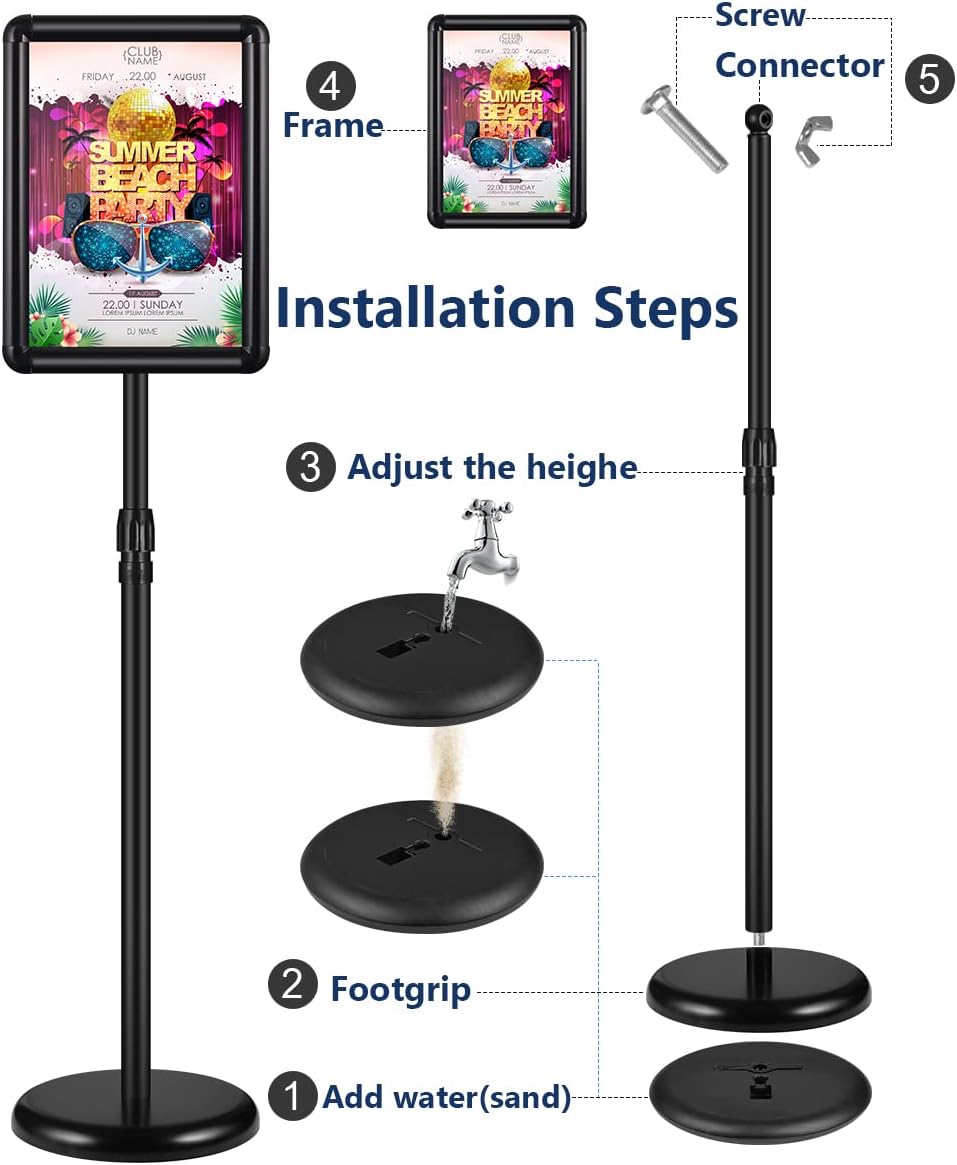 2 Pack Adjustable Sign Stand 8.5x11 Inch Black P668