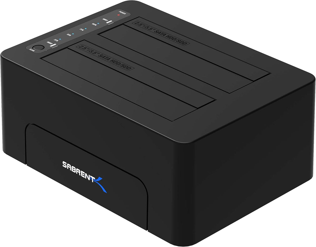 USB 3.0 to SATA Dual Bay External Hard Drive Docking Station for 2.5 or 3.5in HDD SSD with Hard Drive Duplicator Cloner Function 10TB Support Pack of 2 B9013