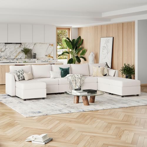 Light Grey 8 Seat U Shaped Sectional Sofa with Storage F4411