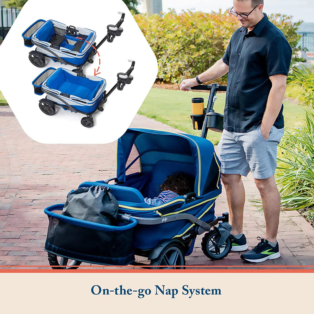4-Seater Wagon Stroller with Rugged Wheels and Removable Canopy S358