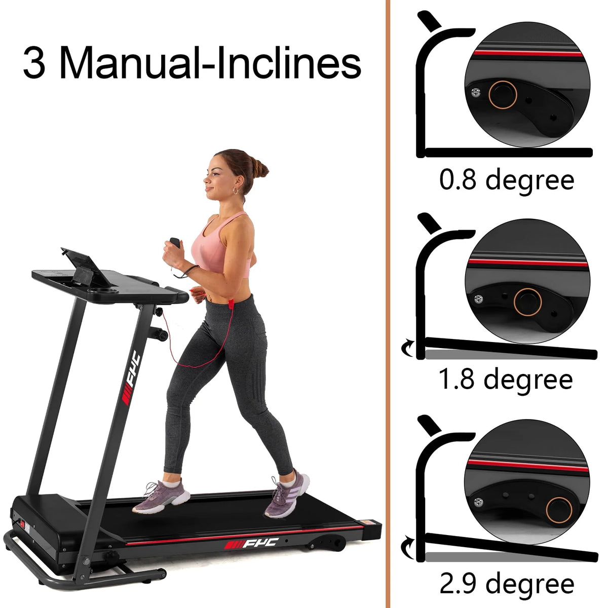 Folding Treadmill with Desk 2.5HP Compact Electric Treadmill C91155