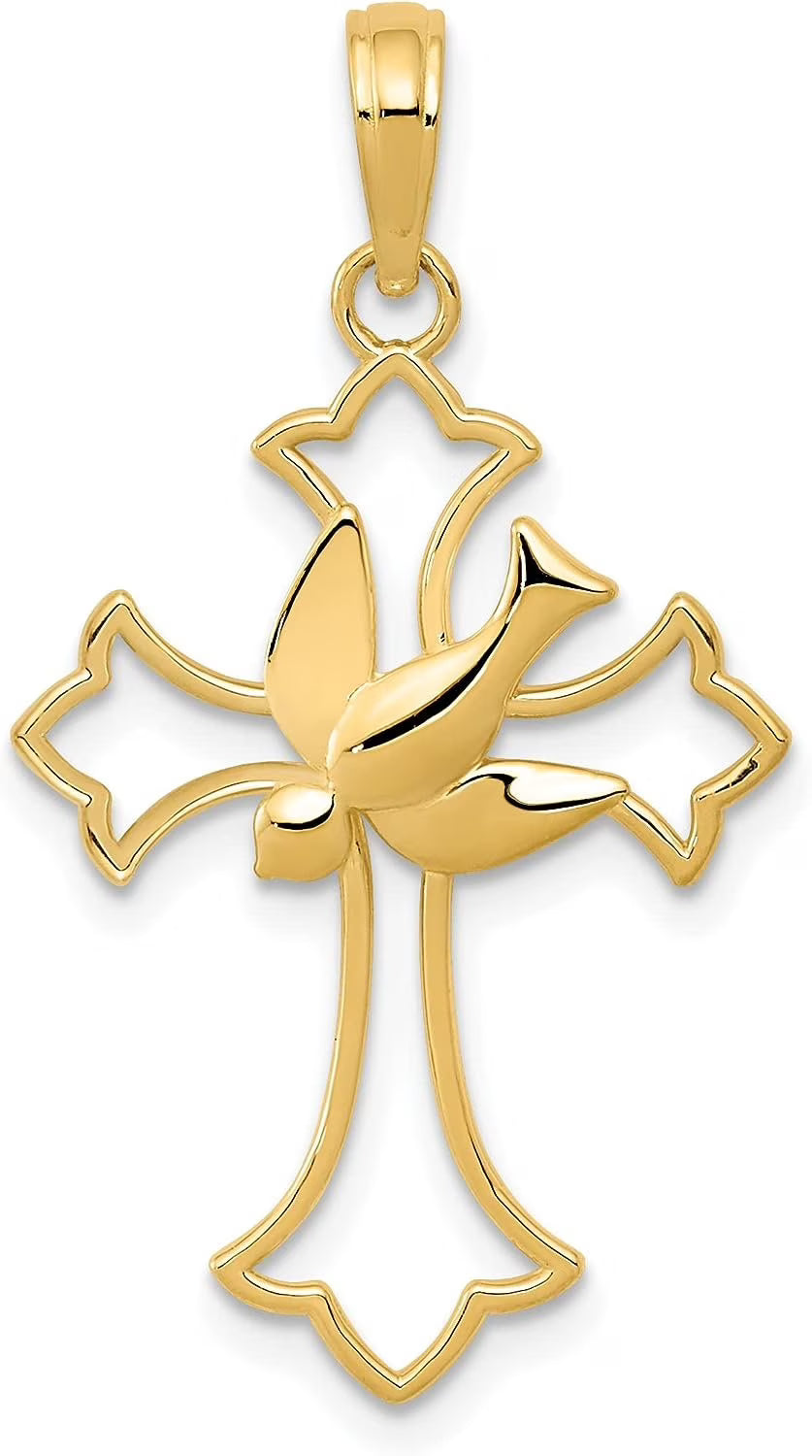 Solid 10k Yellow Gold Cross Pendant J904
