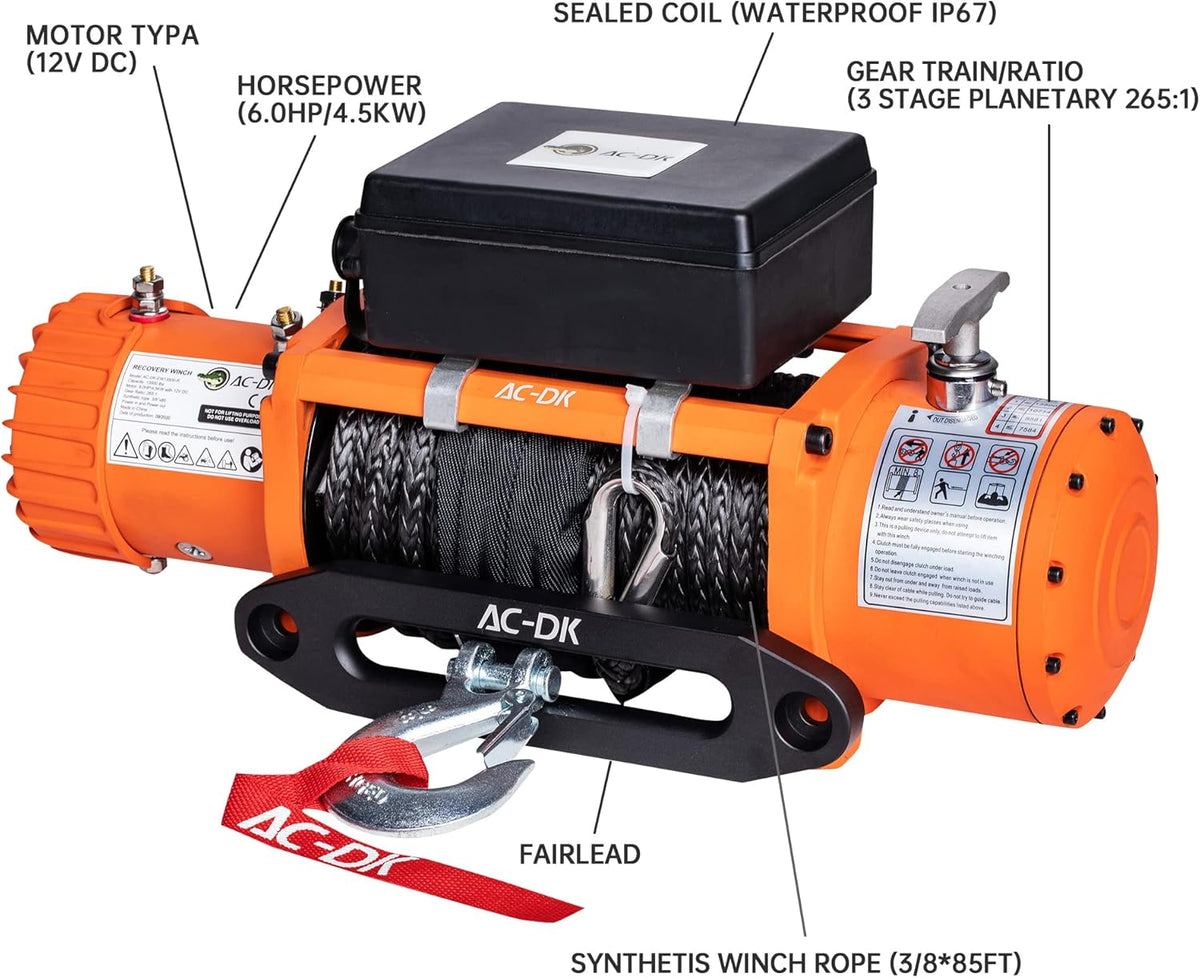 13000 lb 12V Electric Winch Kit with 85ft Synthetic Rope V860