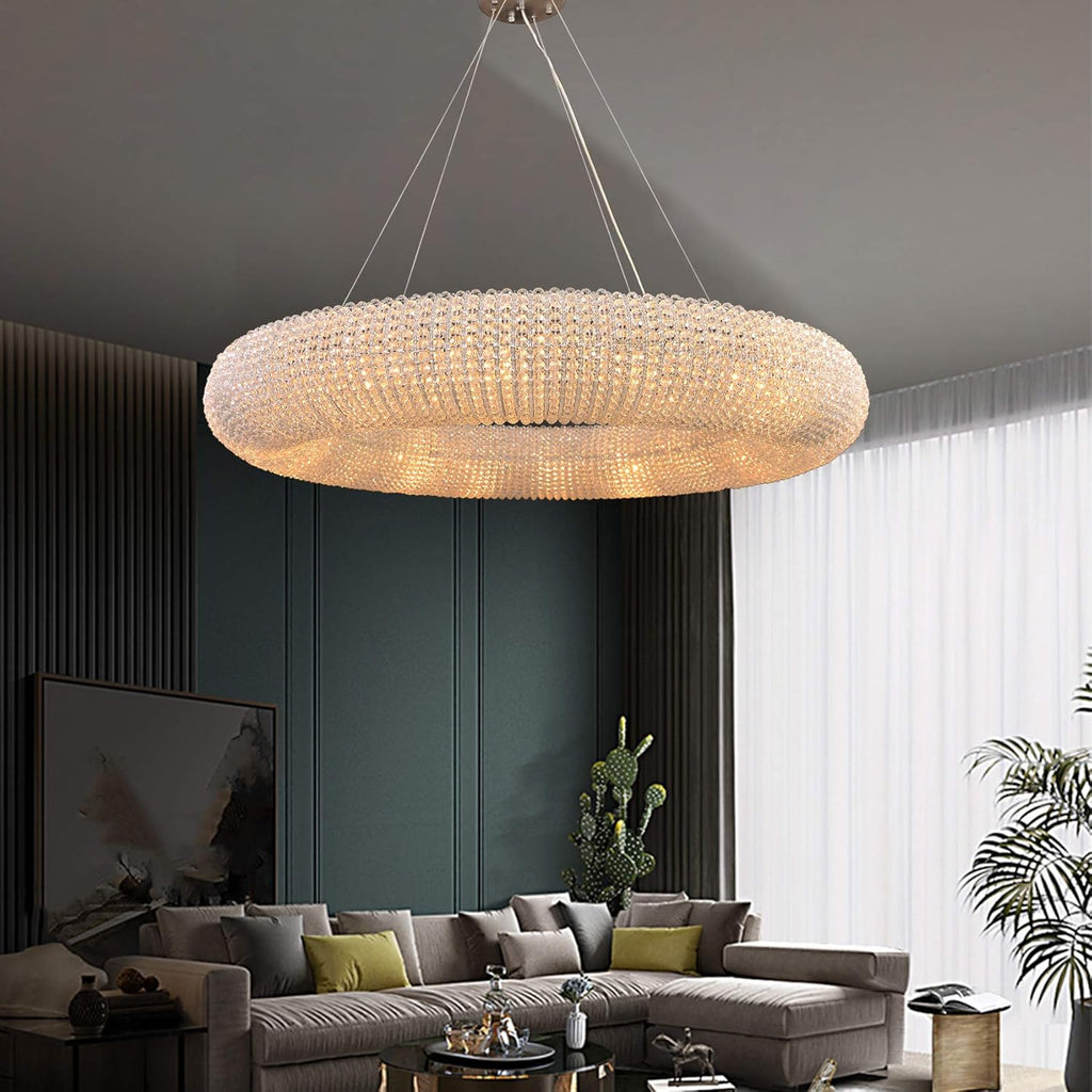 Crystal LED Pendant Chandelier with Stainless Steel Cable 5 Rings F138