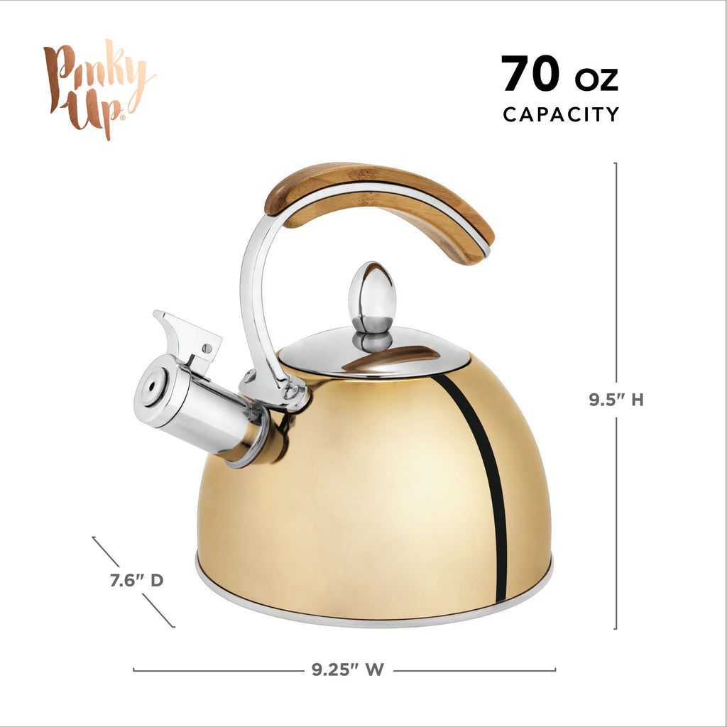 Gold Stainless Steel Whistling Tea Kettle X66552