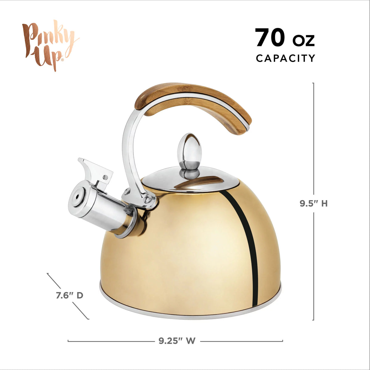 Gold Stainless Steel Whistling Tea Kettle X66552