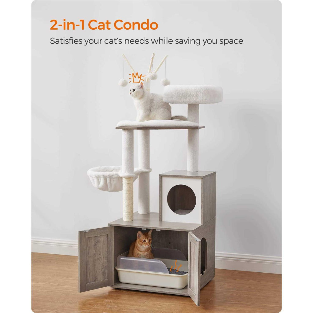 Cat Tree with Litter Box Enclosure 2-in-1 D944188
