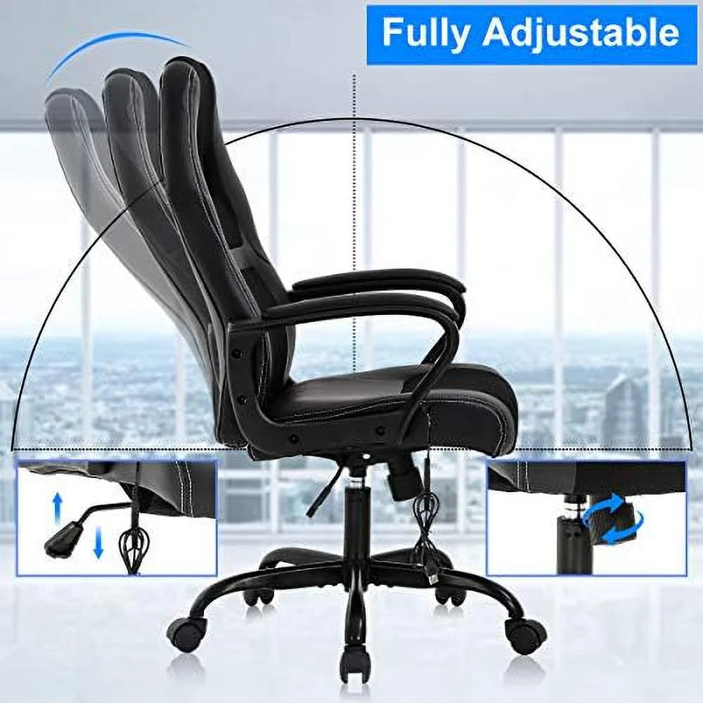 Ergonomic High Back Massage PU Leather Office Chair with Lumbar Support R936