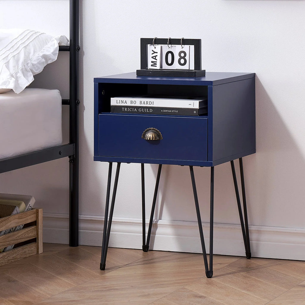 Blue 3-Piece Queen Bedroom Set with Nightstand Set of 2 W369