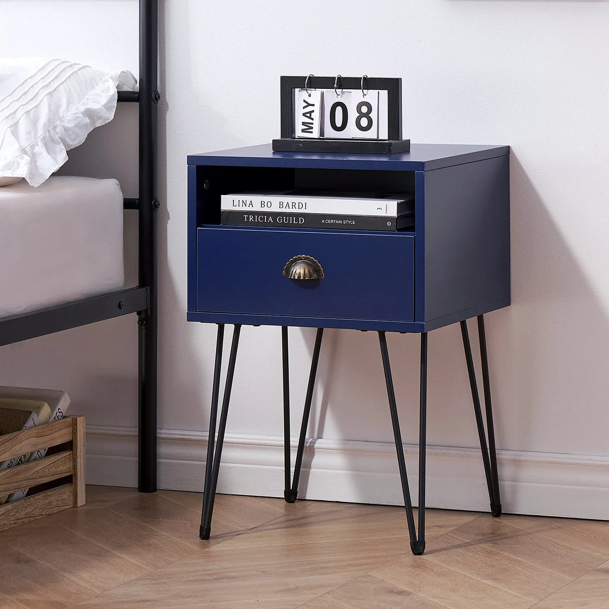 Blue 3-Piece Queen Bedroom Set with Nightstand Set of 2 W369