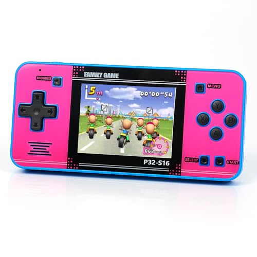Pink Blue Handheld Game with 220 Built-in Video Games P49333