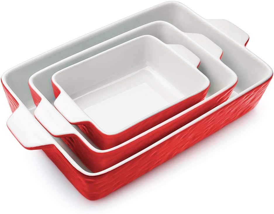 3 PCS Rectangular Ceramic Glaze Baking Dish Set S379783