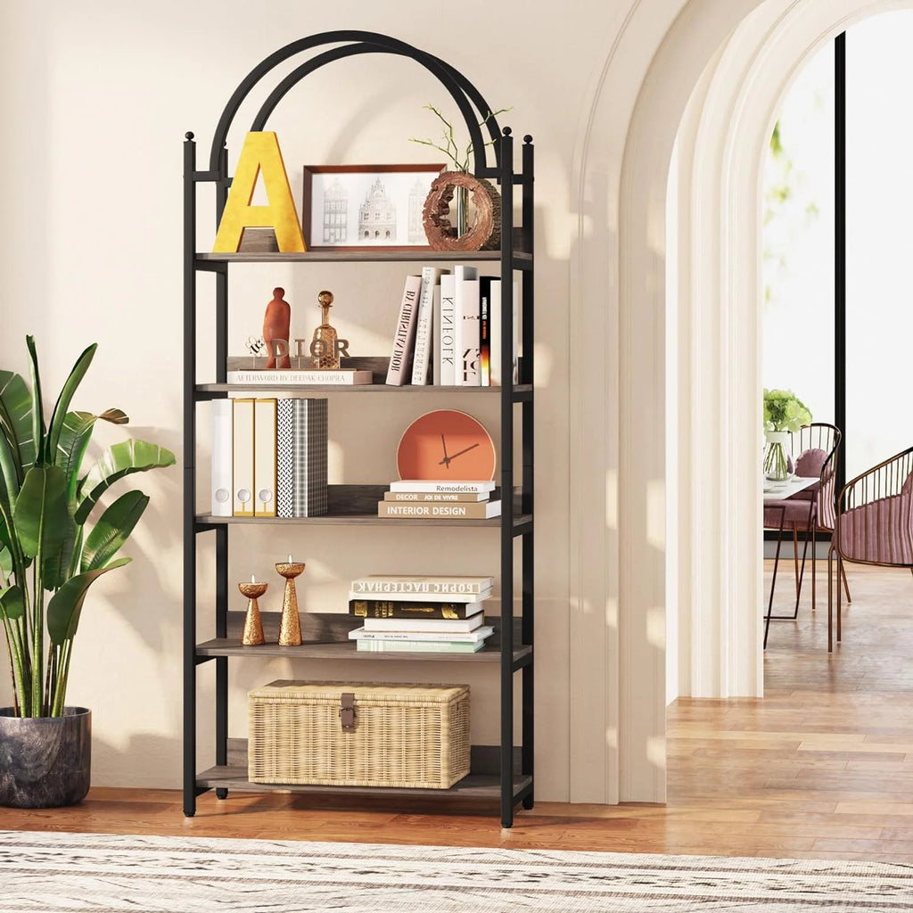 72.4 inch Tall 5 Tier Arched Bookshelf A2458
