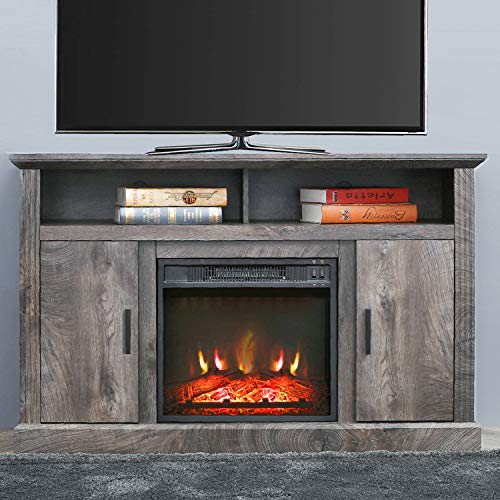 Electric Fireplace TV Stand Entertainment Center Corner Fire Place Heaters Tv Console for TVs up to 42" Wide, Rustic S9446