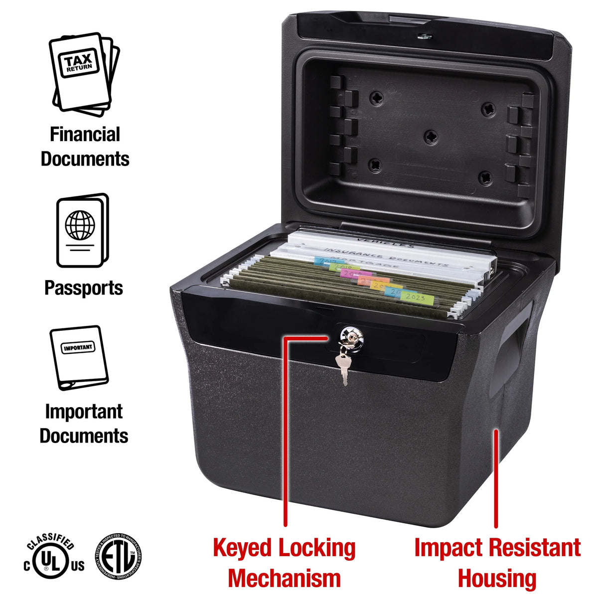 Fire-Resistant Water-Resistant File Safe Box with Key Lock 0.66 Cu. ft. W6970