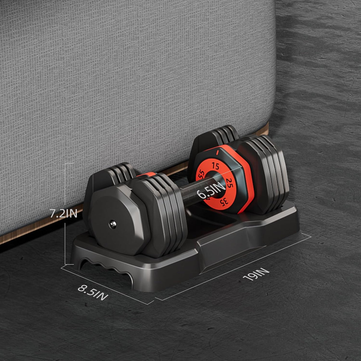 55LB 5 in 1 Single Adjustable Dumbbell with Anti-Slip Metal Handle, Black Y65314