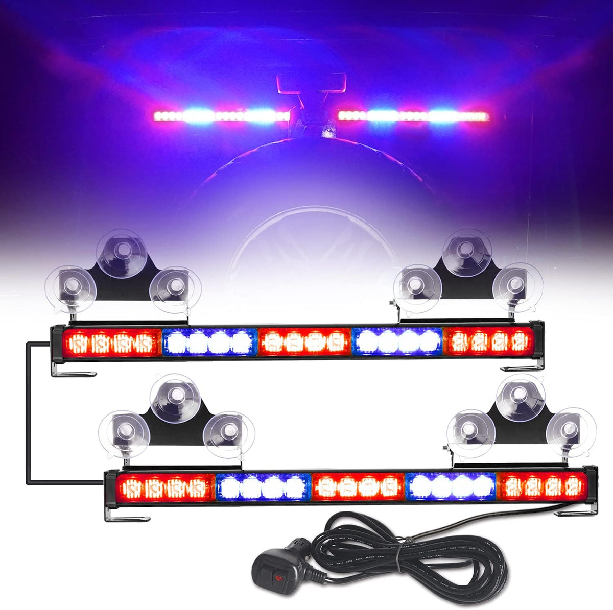 2 in 1 Emergency Flashing LED Traffic Advisor Strobe Light Bar Amber/White A279