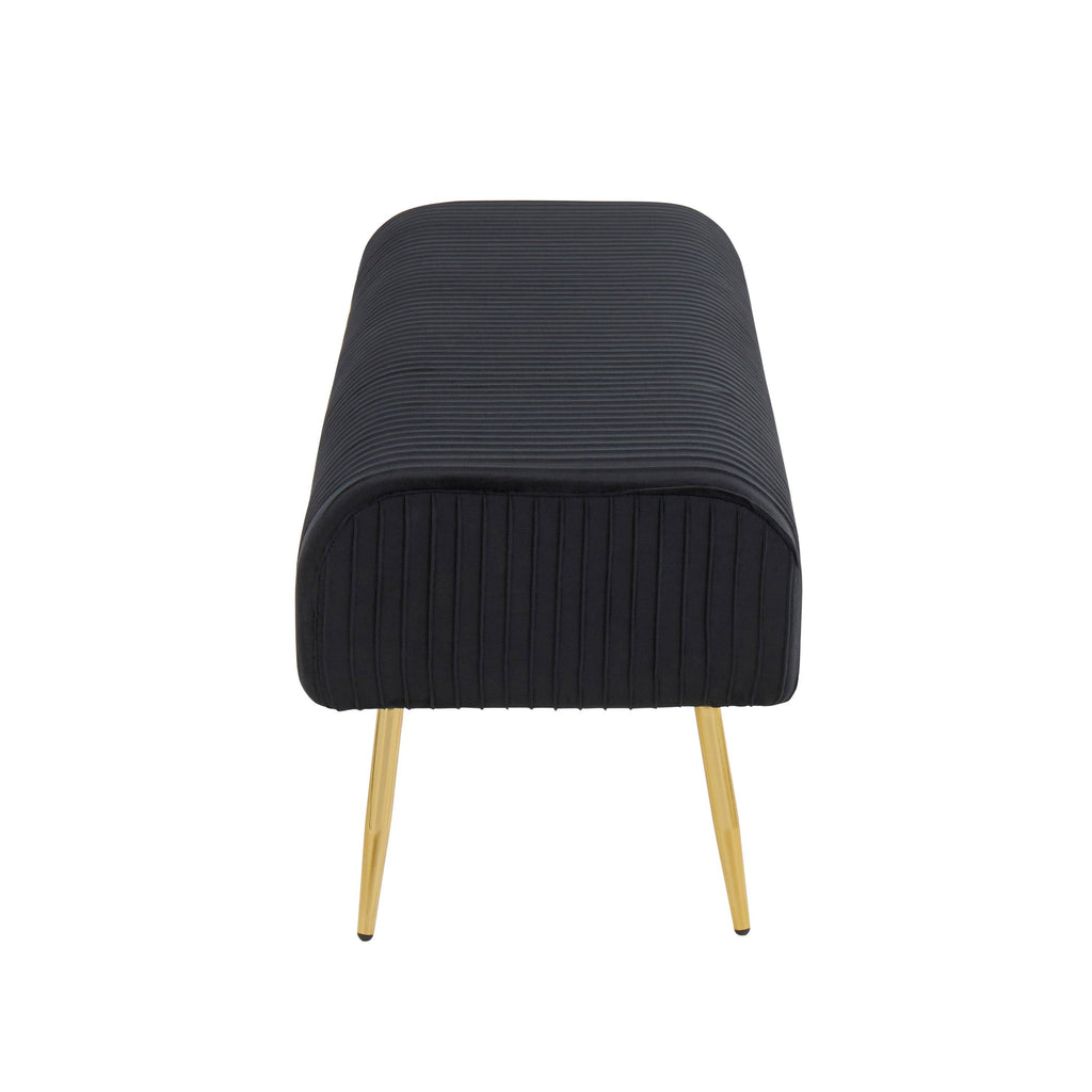 Silver Velvet and Gold Steel Pleated Bench E804763