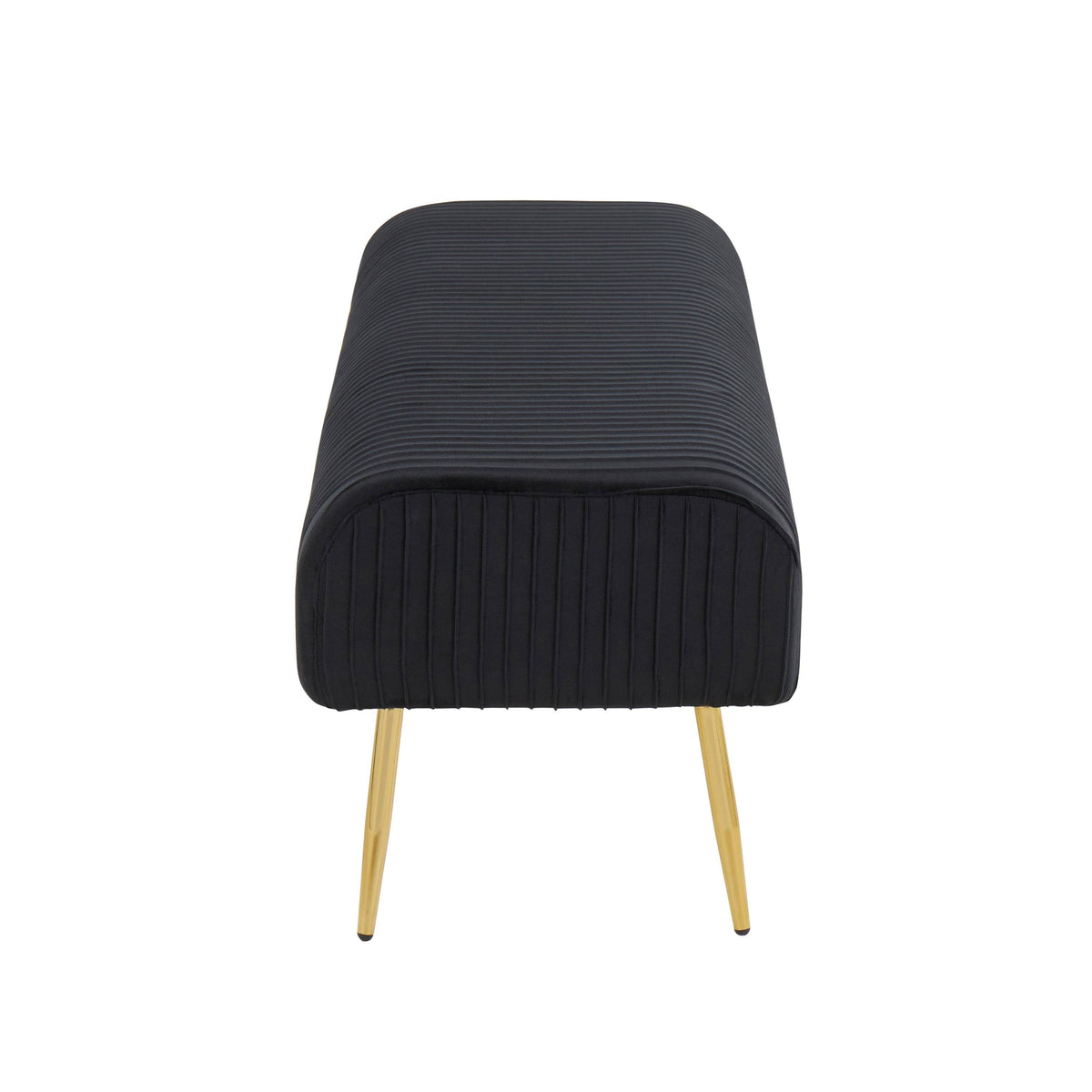 Silver Velvet and Gold Steel Pleated Bench E804763