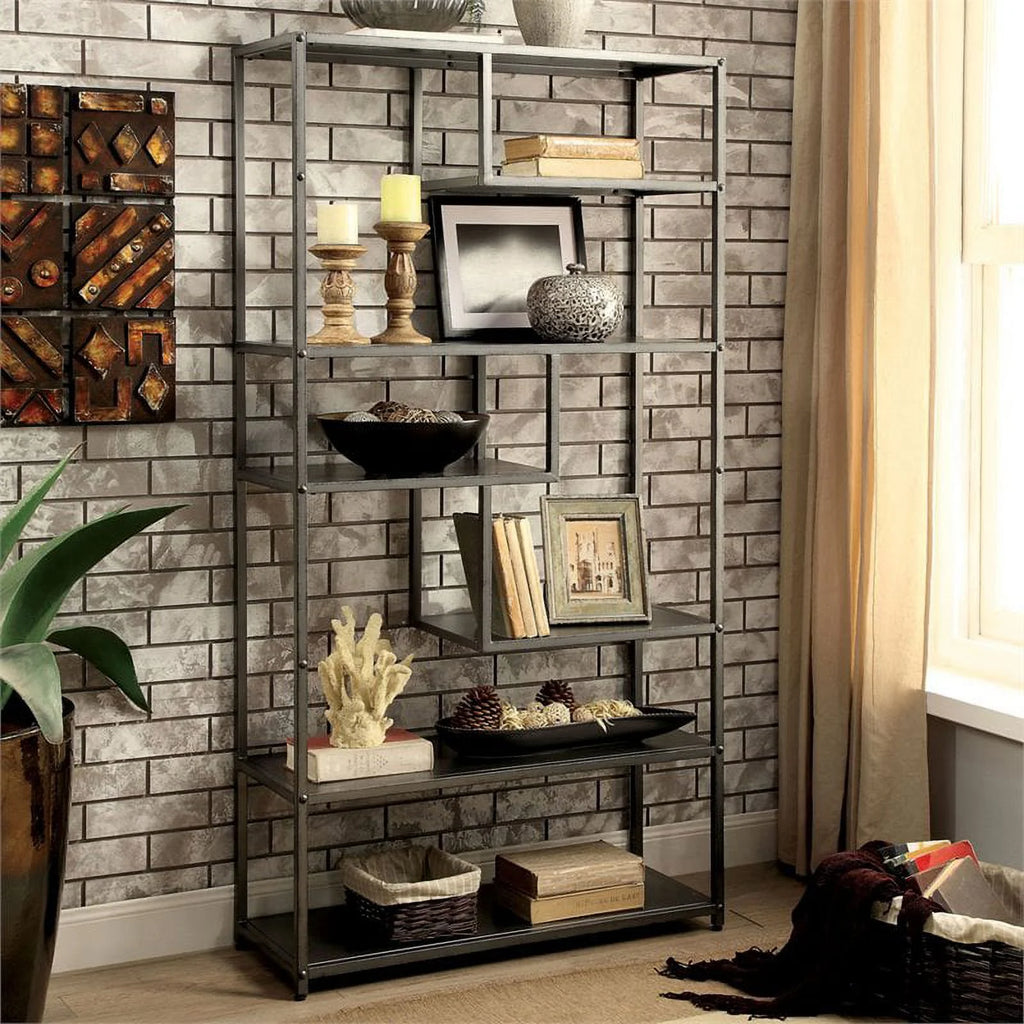 Industrial Metal 6-Shelf Bookcase B388