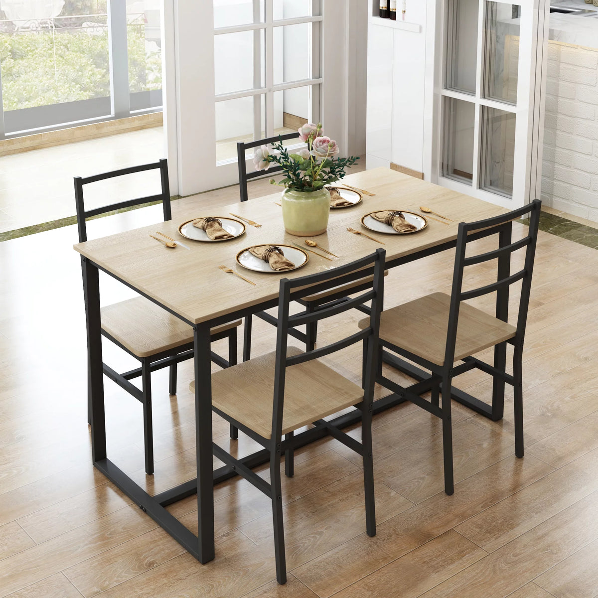 5 Piece Wooden Dining Table Set with 4 Chairs D614
