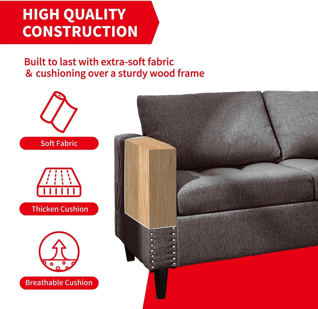 Reversible Modular Sectional Sofa Couch Set J8411